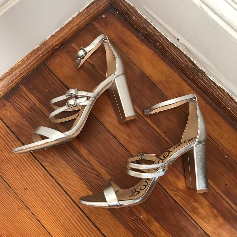 Sam Edelman Tammie Silver Ankle Strap Sandals